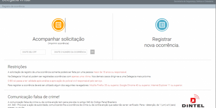 Delegacia Virtual deve ser utilizada para registrar ocorrências de menor complexidade Delegacia Virtual deve ser utilizada para registrar ocorrências de menor complexidade