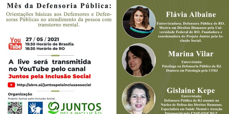 Juntos pela Inclusão Social promove live sobre atendimento às pessoas com transtornos mentais