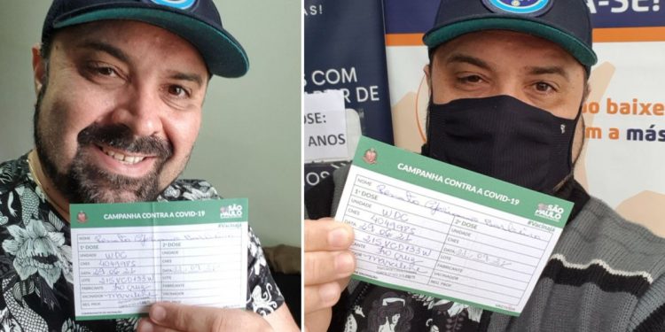 Jornalista Renato Cipriano toma primeira dose da vacina contra a Covid-19 em SP