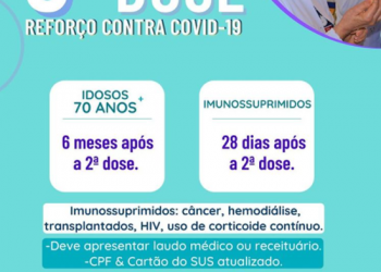 A vacinação para terceira dose da vacina contra Covid-19 continua