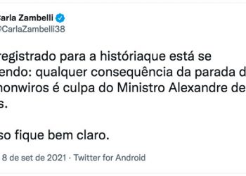 Aliada de Bolsonaro diz que Moraes será culpado por consequências de paralisação dos caminhoneiros