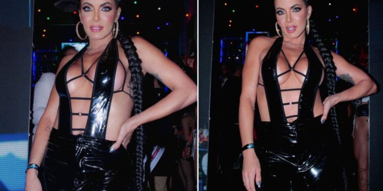 Carla Prata abusa da sensualidade com look dominatrix para festa do Influencer Gabriel Leão