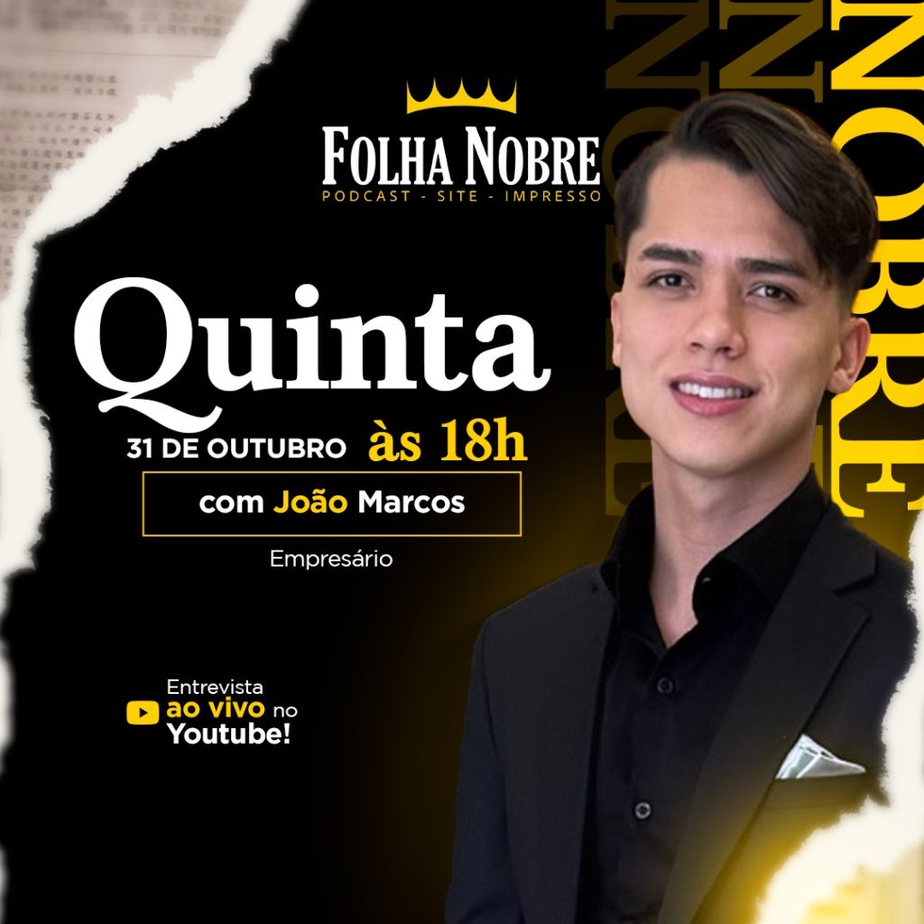 João Marcos estará ao vivo no Folha Nobre nesta quinta-feira, dia 31 de outubro
