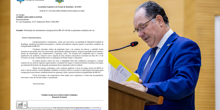 Pedro Fernandes solicita manutenção emergencial na BR-421 e alerta para riscos à população