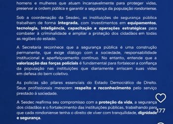 Nota da Sesdec contra deputada eleita sai em colaboração com perfil de secretário adjunto
